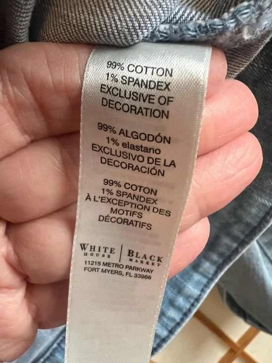 White House Black Market Denim Jacket  size 6 Ruffle Front Light Wash Stretch - Picture 5 of 9